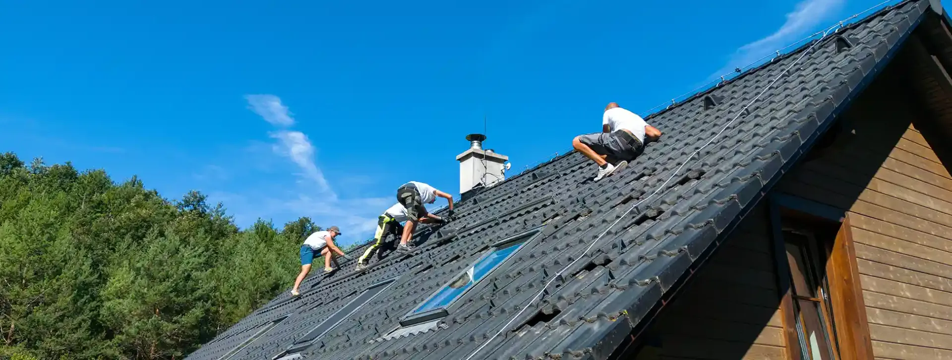 Residential roofing on a family home